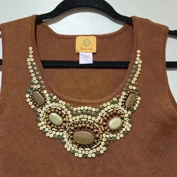 Ruby Rd. Bohemian Sleeveless Top Brown Size M - Picture 2 of 5